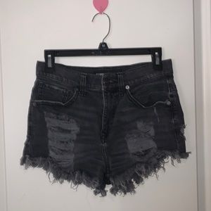 express jeans black ripped shorts